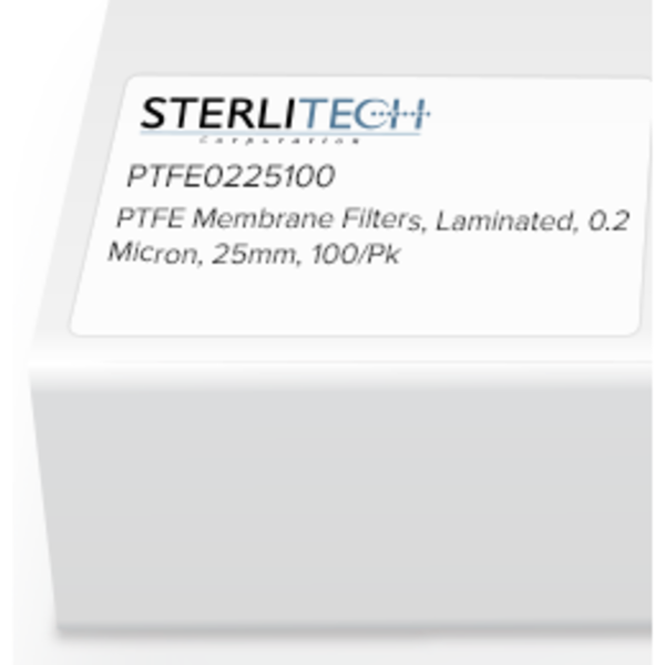 Sterlitech PTFE Laminated Membrane Filters, 0.2 Micron, 25mm, PK100 PTFE0225100